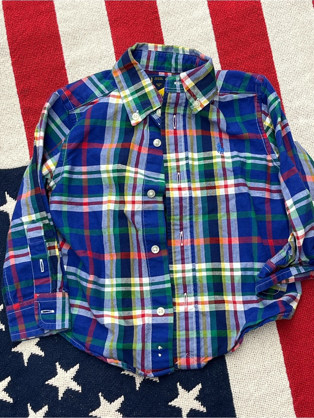 Ralph Lauren Kids Blue Plaid Button-Down Shirt Boys Size 2
